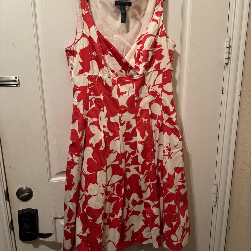 Lauren Ralph Lauren Red and White Sleeveless Sundress